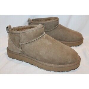 UGG WOMEN'S ULTRA MINI SUEDE SHEARLING LINED BOOTS ALP TAN SZ 9 NIB